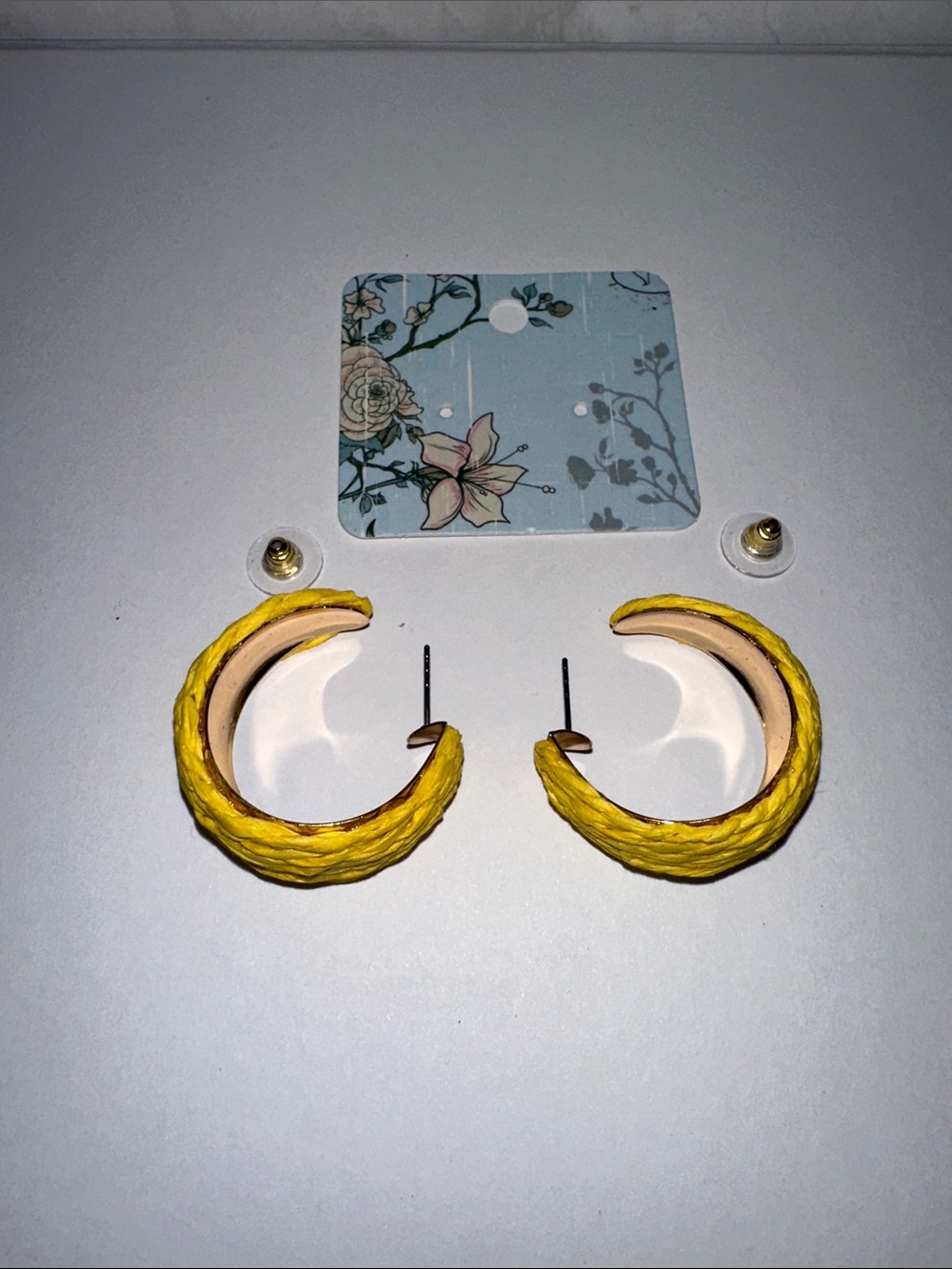 Yellow Braided Hoop Earrings - Unbranded